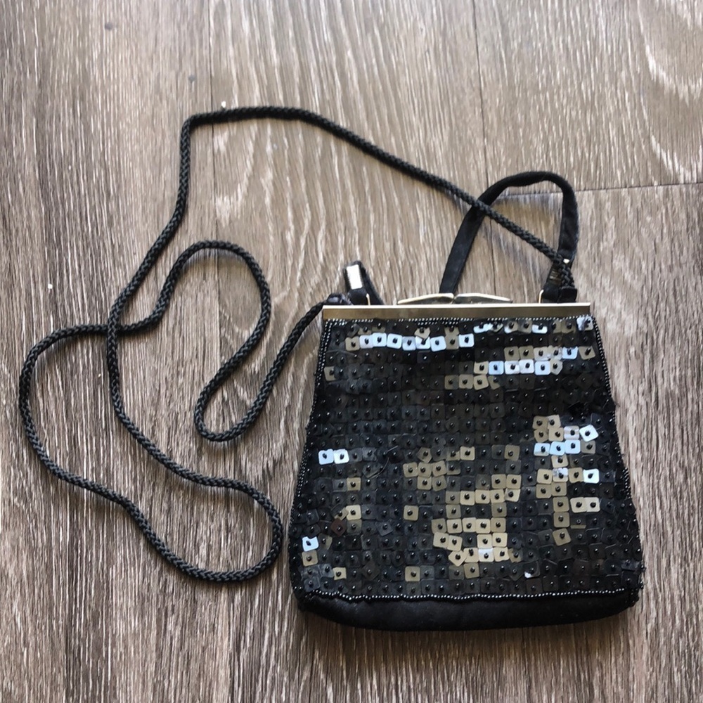 Black Sequin Crossbody Bag